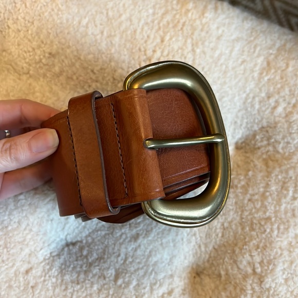 Beautiful thick (2 1/4 inch) leather belt with brass buckle. - Picture 1 of 3